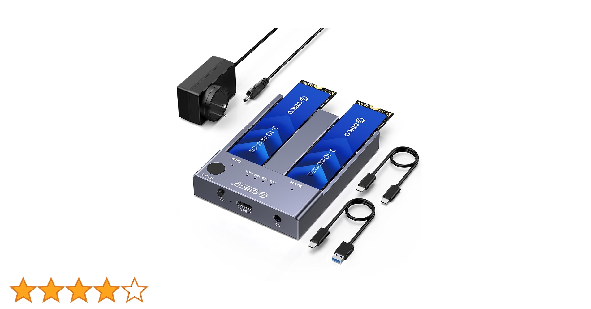 ORICO M.2 NVMe SSD デュプリケーター M2P2-E3-C ORICO M.2 NVMe Cloner Dual-Bay NVMe Docking Station USB C to